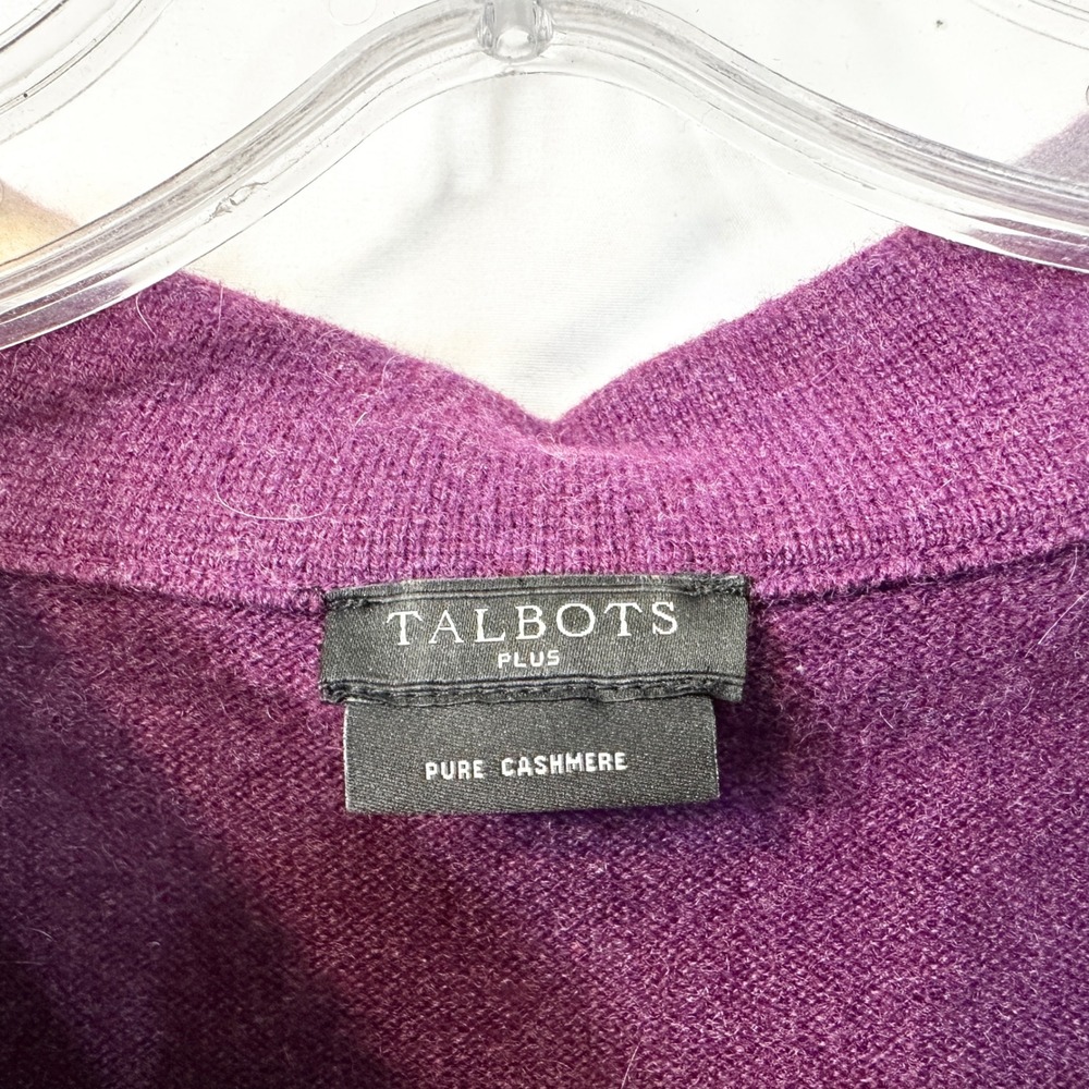 Talbots Plus Size 2X Sweater Cashmere Purple Cowl Neck Tunic Pullover Flaws 1211 - Picture 8 of 9